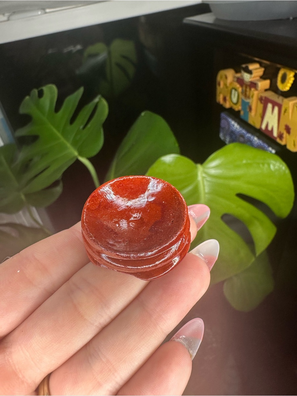 Red/Brown Solid Crystal Sphere Stand
